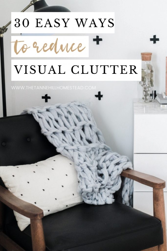 Visual clutter is the everyday things left on countertops, decor around your home, knick-knacks, unorganized spaces, and overstuffed drawers. #visualclutter #reducevisualclutter #howtoreducevisualcluter #declutteryourhome #clutteredhome #clutterfreeliving